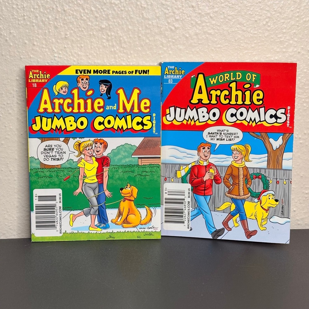 Archie Comics Jumbo Digest Lot 2 Books OS Multicolor Excellent Vintage Retro